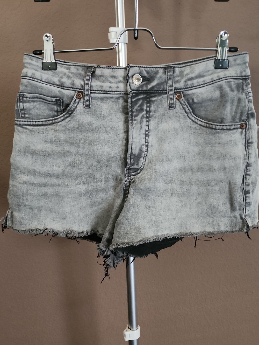 Women's Gray Acid-Wash Express Denim Cutoff Shorts
